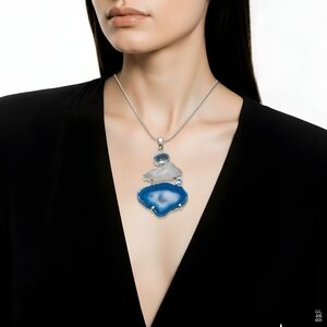 Sterling Silver 925 Pendant With Semiprecious Stones.